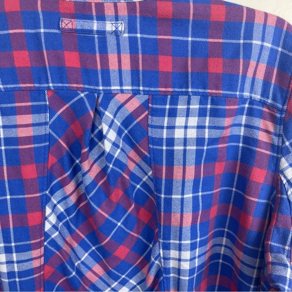 Duluth Trading plaid flannel tunic shirt in muted blue/wht/pink-Woman’s XL - Picture 7 of 11